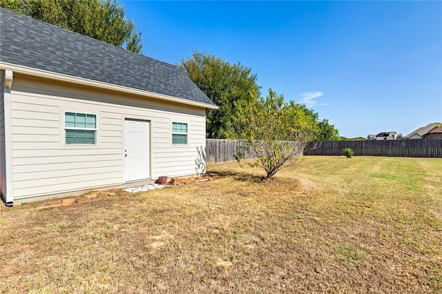 view of yard with a fenced backyard