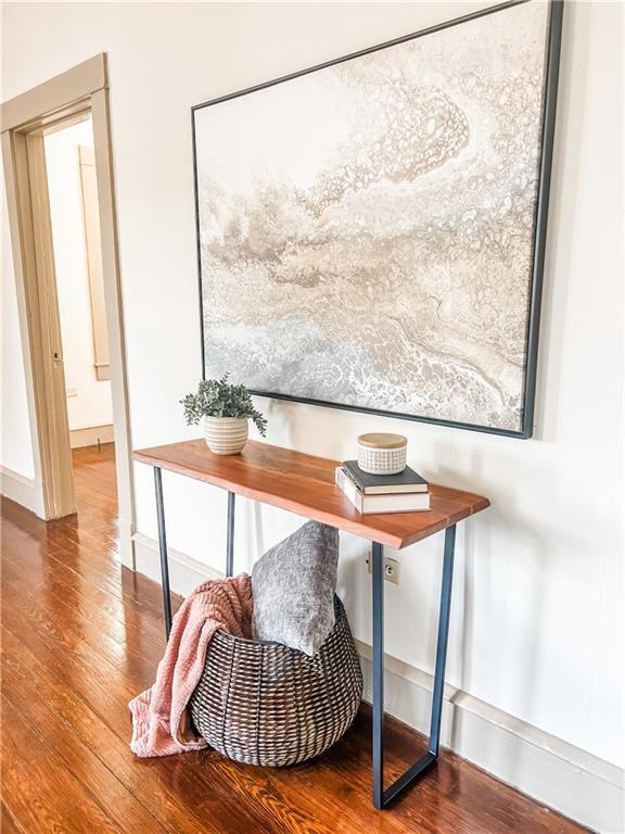 office space featuring hardwood / wood-style floors