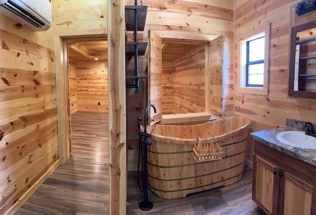 view of sauna / steam room with hardwood / wood-style floors