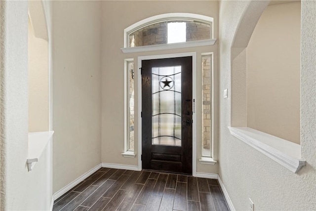 entrance foyer featuring dark hardwood / wood-style floors