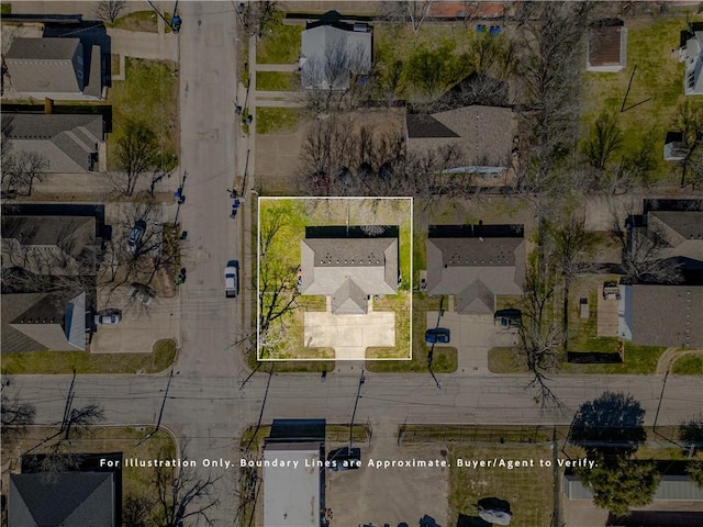 aerial view with a residential view