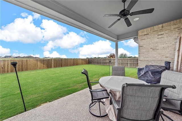 view of patio / terrace with ceiling fan