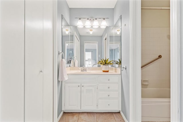 full bathroom featuring vanity and tile patterned floors