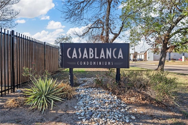 view of community sign