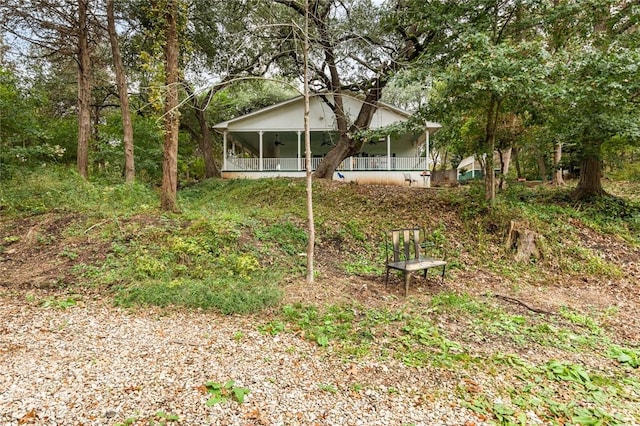 view of yard with covered porch