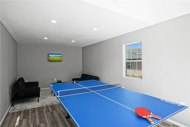 game room featuring dark hardwood / wood-style flooring