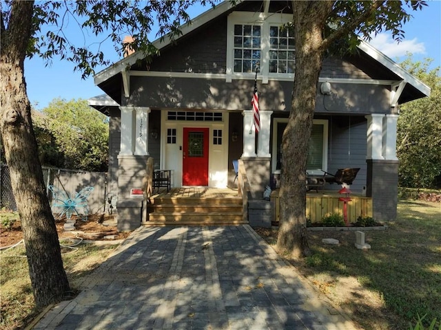 craftsman inspired home with a porch