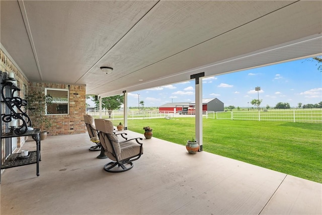 view of patio featuring a rural view