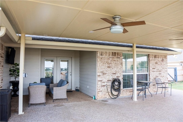 view of patio / terrace featuring ceiling fan