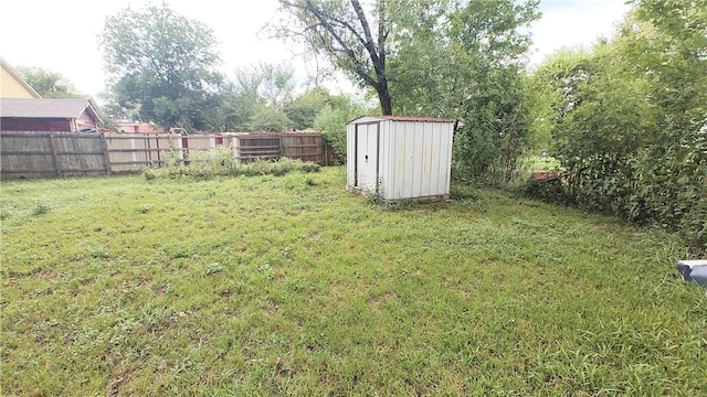 view of yard with a storage unit