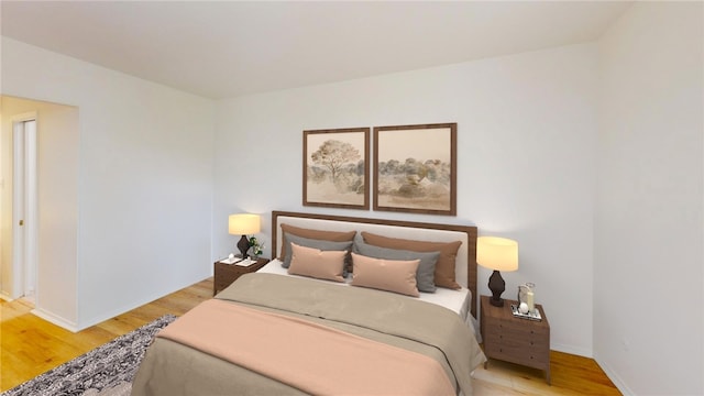 bedroom with light wood-type flooring