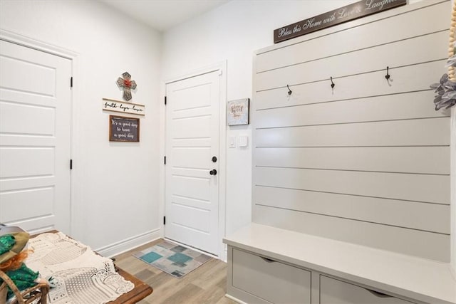 mudroom with light wood-type flooring