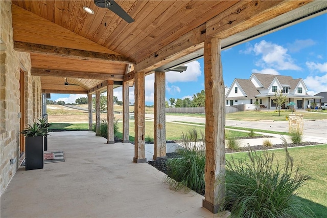 view of patio featuring ceiling fan