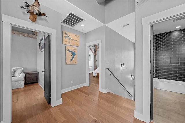 interior space with light hardwood / wood-style flooring