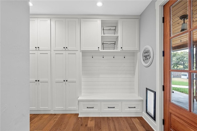 mudroom featuring light hardwood / wood-style flooring