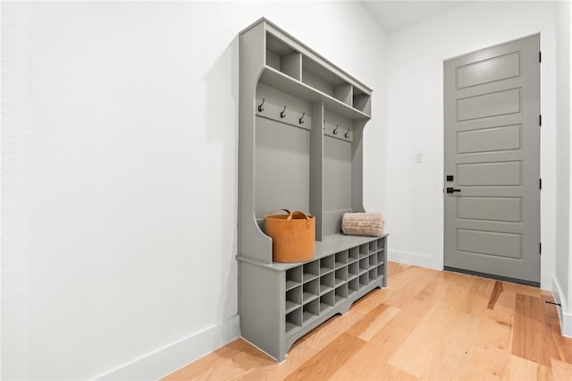 mudroom with wood-type flooring