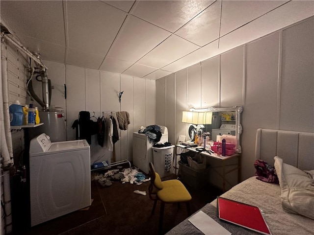 interior space with washer / clothes dryer and water heater