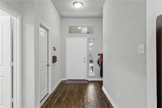 foyer entrance with dark hardwood / wood-style floors