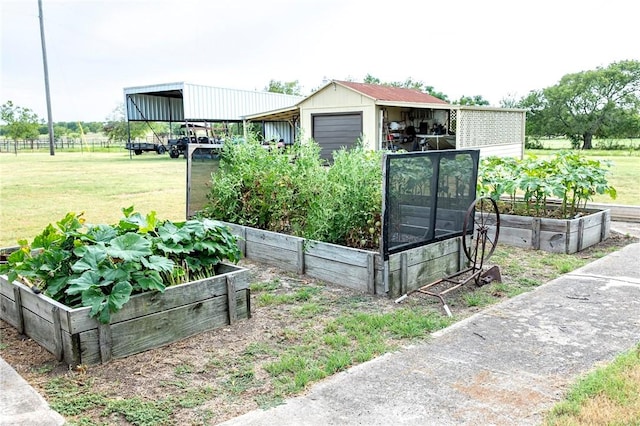 view of outbuilding featuring a lawn