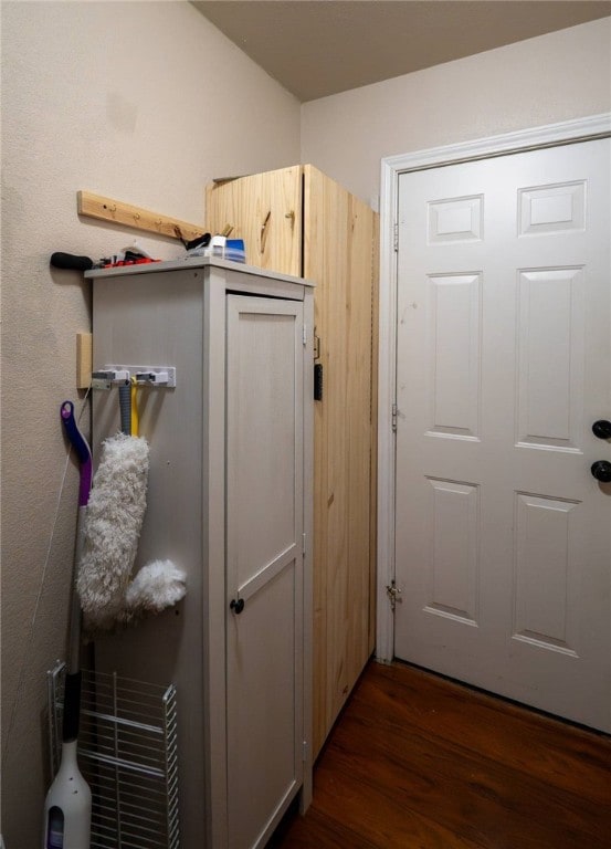 interior space with dark wood-type flooring