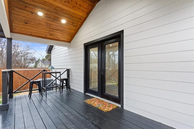 wooden deck with french doors