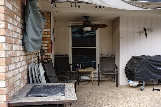 view of patio / terrace featuring ceiling fan and area for grilling