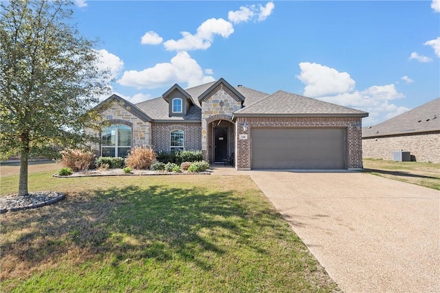 view of front of home featuring a garage and a front yard