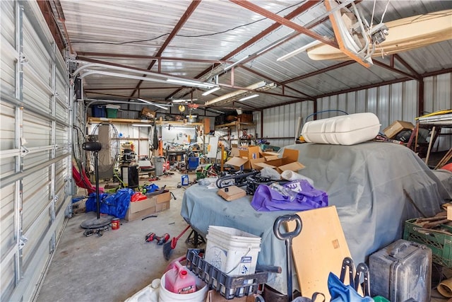 garage featuring a workshop area