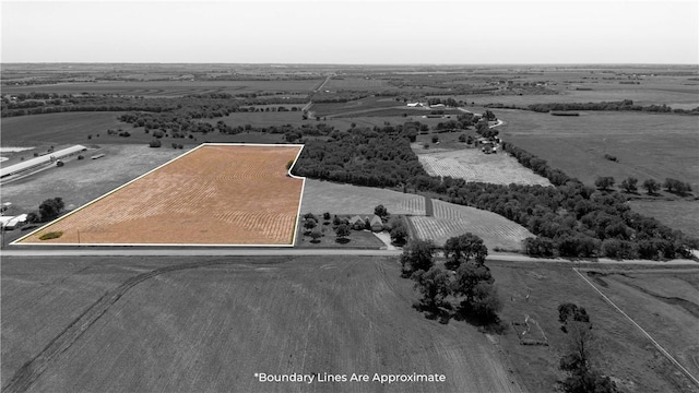 bird's eye view with a rural view