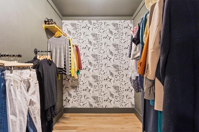 spacious closet with hardwood / wood-style floors