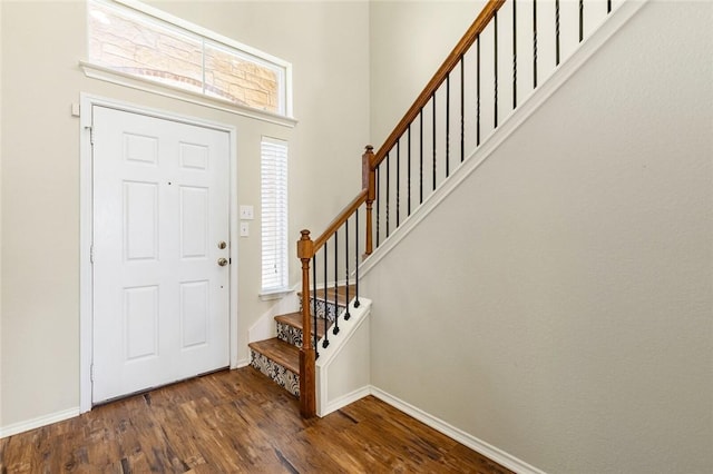 entrance foyer with dark wood-type flooring