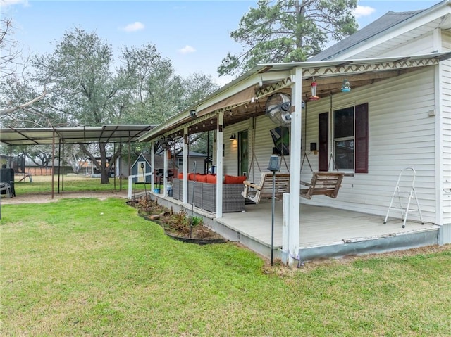 view of patio / terrace with an outdoor living space and a deck