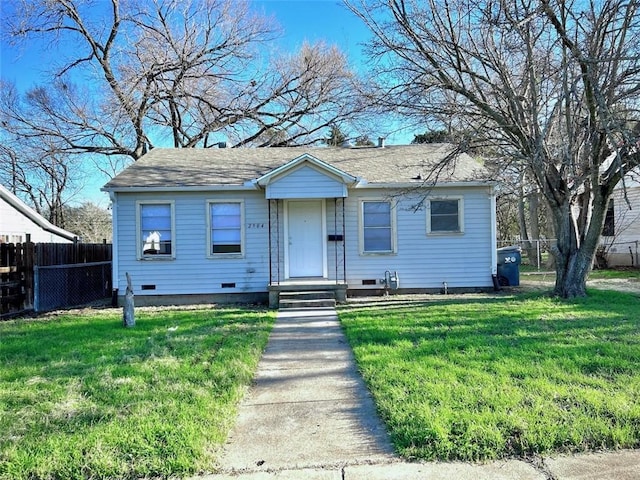 bungalow with a front yard