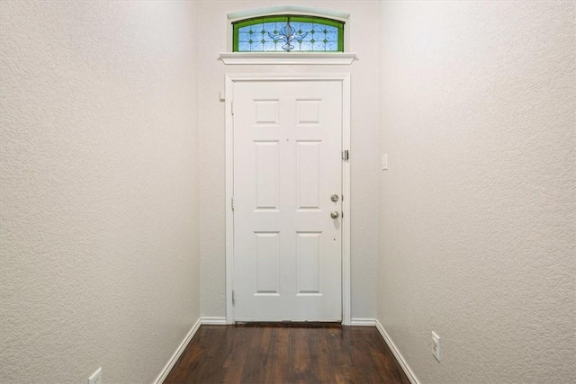 doorway with dark hardwood / wood-style floors