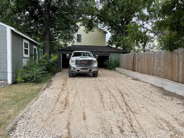 exterior space featuring a garage