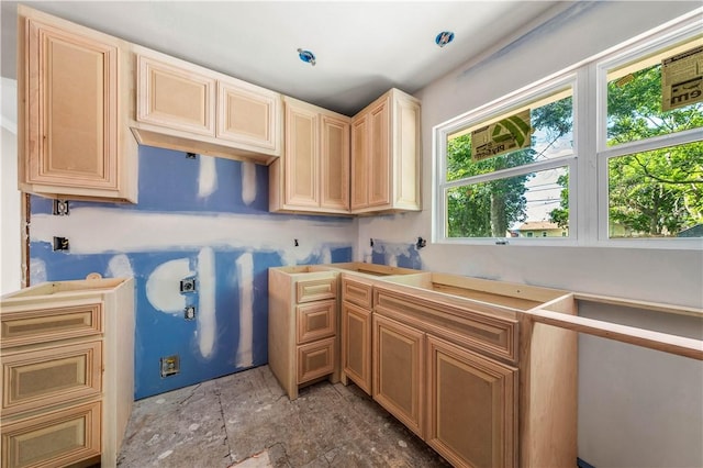 kitchen with light brown cabinets