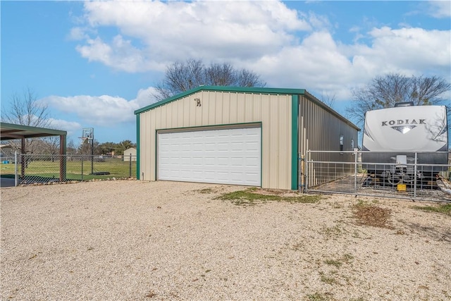 view of detached garage