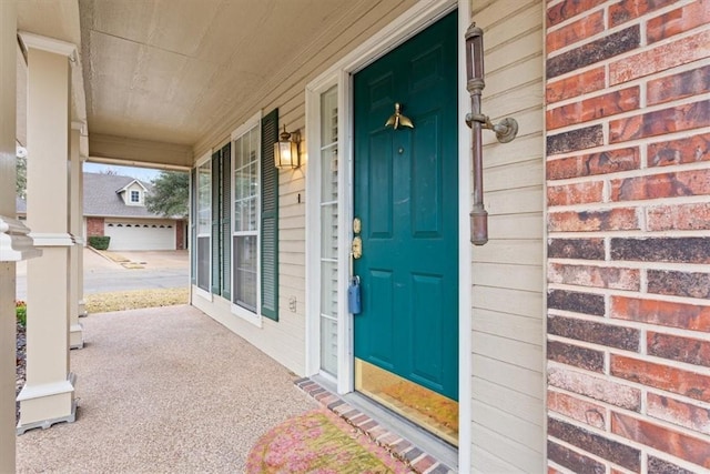 entrance to property with a garage