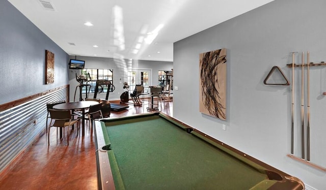 rec room featuring concrete flooring and pool table