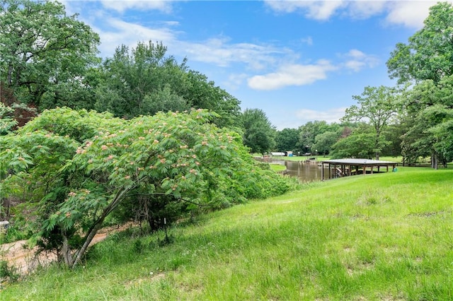 view of yard featuring a water view