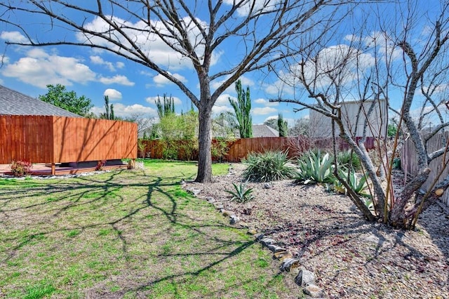 view of yard featuring a fenced backyard