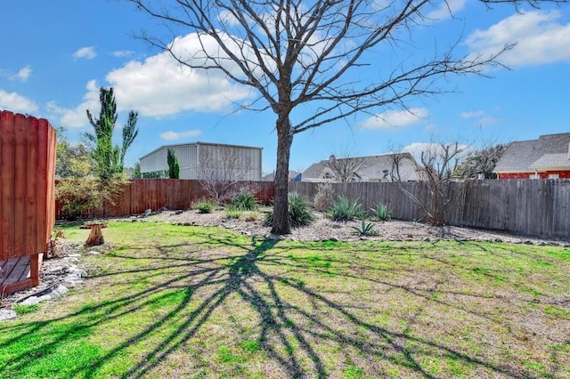 view of yard featuring a fenced backyard