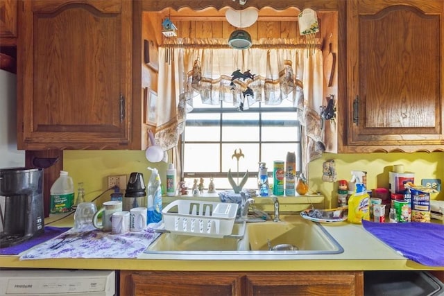 kitchen with sink and white dishwasher