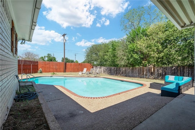 view of swimming pool featuring outdoor lounge area and a patio area