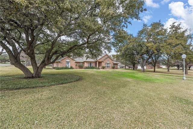 ranch-style house with a front lawn