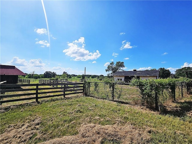 view of yard with a rural view