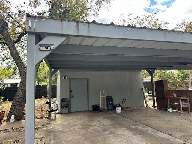 exterior space featuring a carport