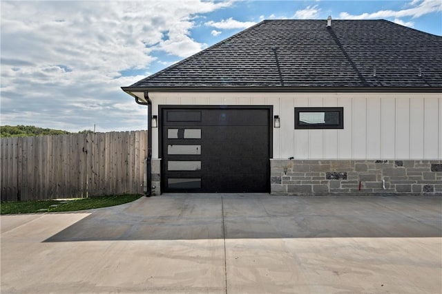 exterior space featuring a garage