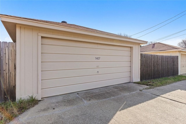 view of garage