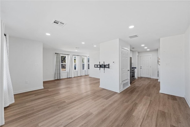 unfurnished living room featuring light hardwood / wood-style floors